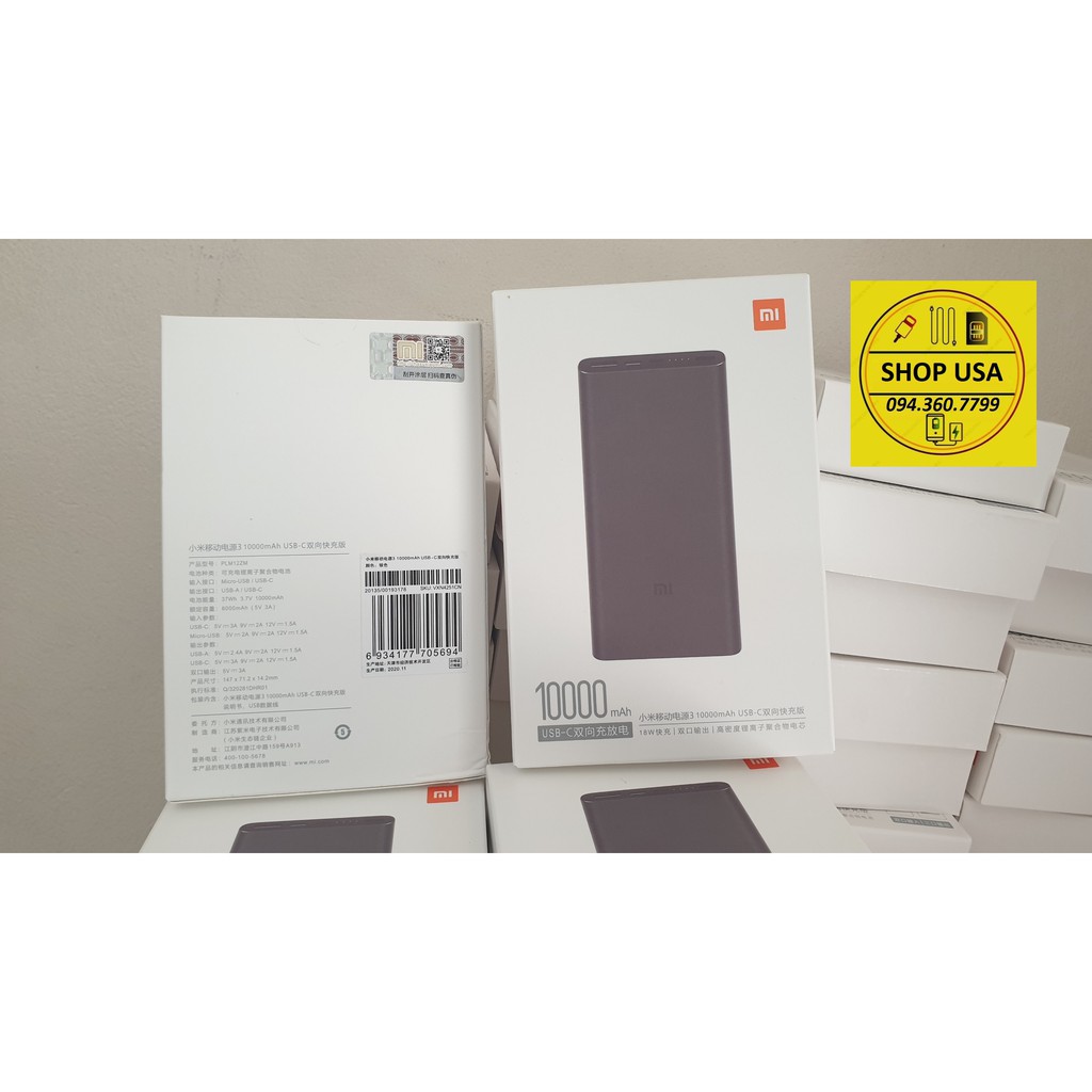 Pin sạc dự phòng Xiaomi 10000mAh Mi GEN 3 18W Sạc Nhanh Bảo hành 12 Tháng 1 Đổi 1