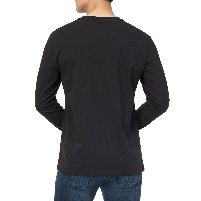 Áo Thun Cotton Calvin Klein Tay Dài Cổ Tròn Dáng Rộng Màu Trơn Trẻ Trung Cho Nam