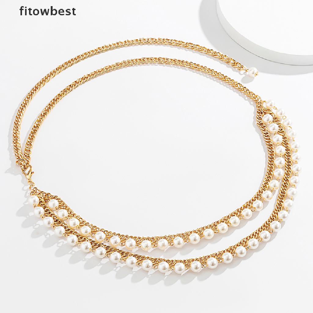 Thắt Lưng Dây Xích Tua Rua Nhiều Lớp Đính Hạt Ngọc Trai Cho Nữ