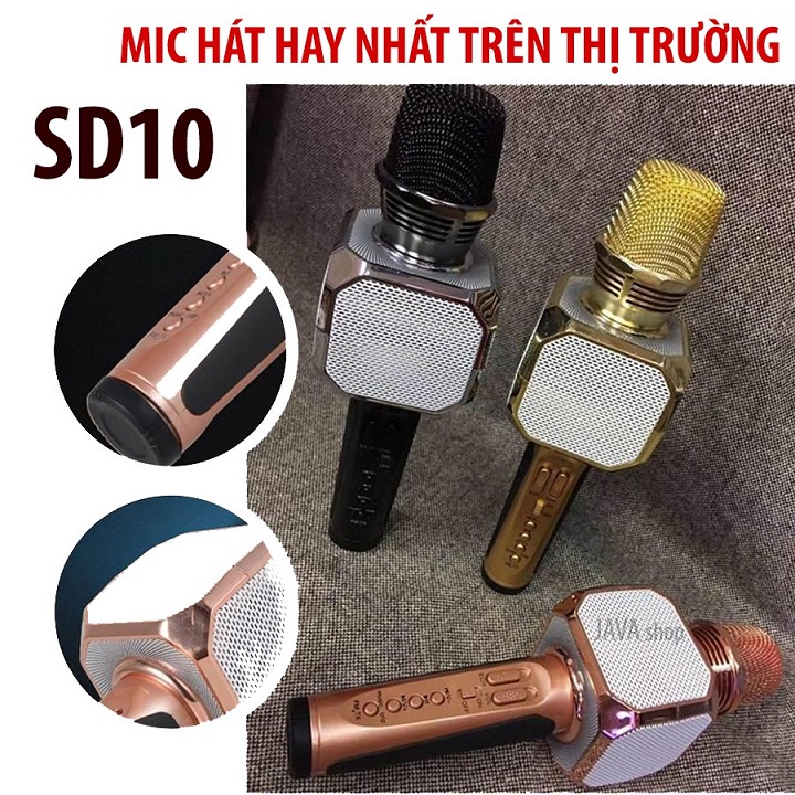 Micro hát karaoke bluetooth cực hay SD10 - Hàng Bảo Hành 12 Tháng