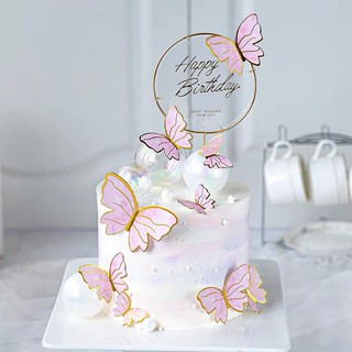 Que HPBD tròn trắng khung sắt
