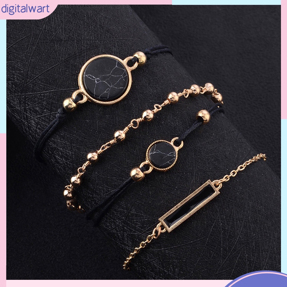 Set 4 Vòng Đeo Tay Phối Phụ Kiện Kiểu Dáng Thời Trang Ấn Tượng Cho Nữ