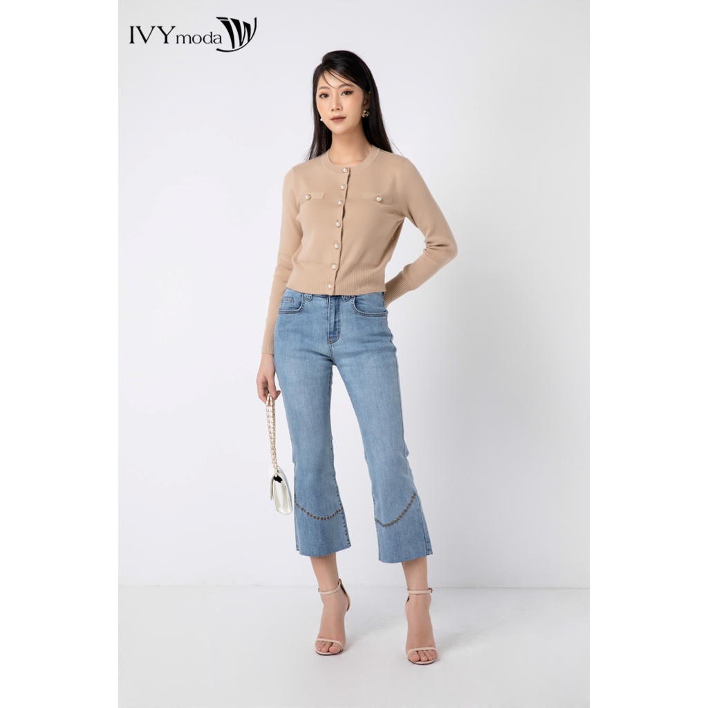 [NHẬP WABRTL5 GIẢM 10% TỐI ĐA 50K ĐH 250K ]Áo cardigan len nữ khuy ngọc IVY moda MS 77B7955