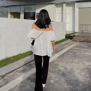 Áo Lụa Trễ Vai Tay Bồng 💋