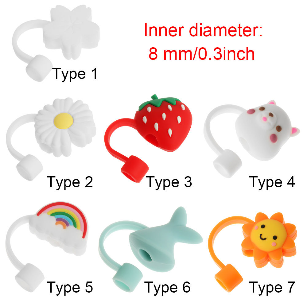 Nắp Đậy Ống Hút Bằng Silicon Hình Hoạt Hình Dễ Thương Có Thể Tái Sử Dụng