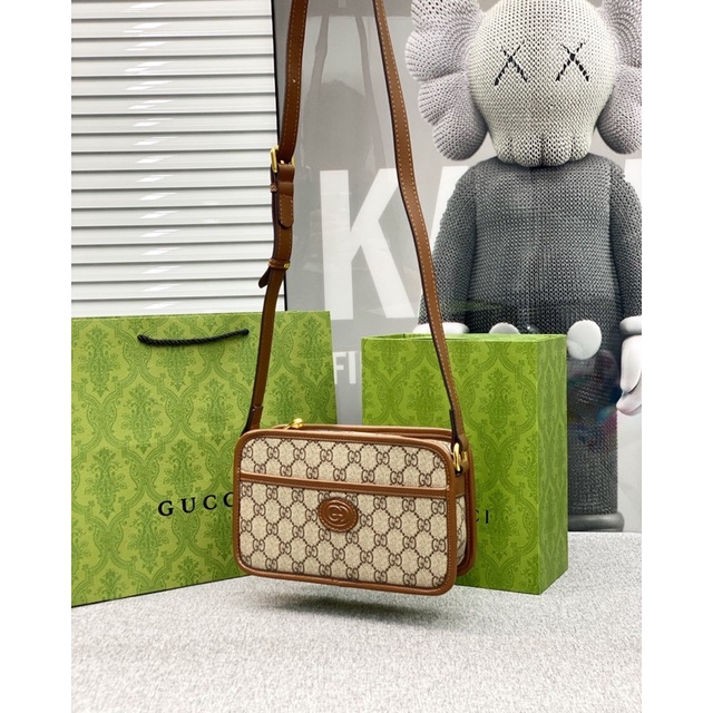 Túi Da Gucc.ii vuông đeo chéo vai FULLBOX💥HÀNG 1:1💥Túi đeo Gucc.ii vân hoa đen-Nâu da thật nhập khẩu New