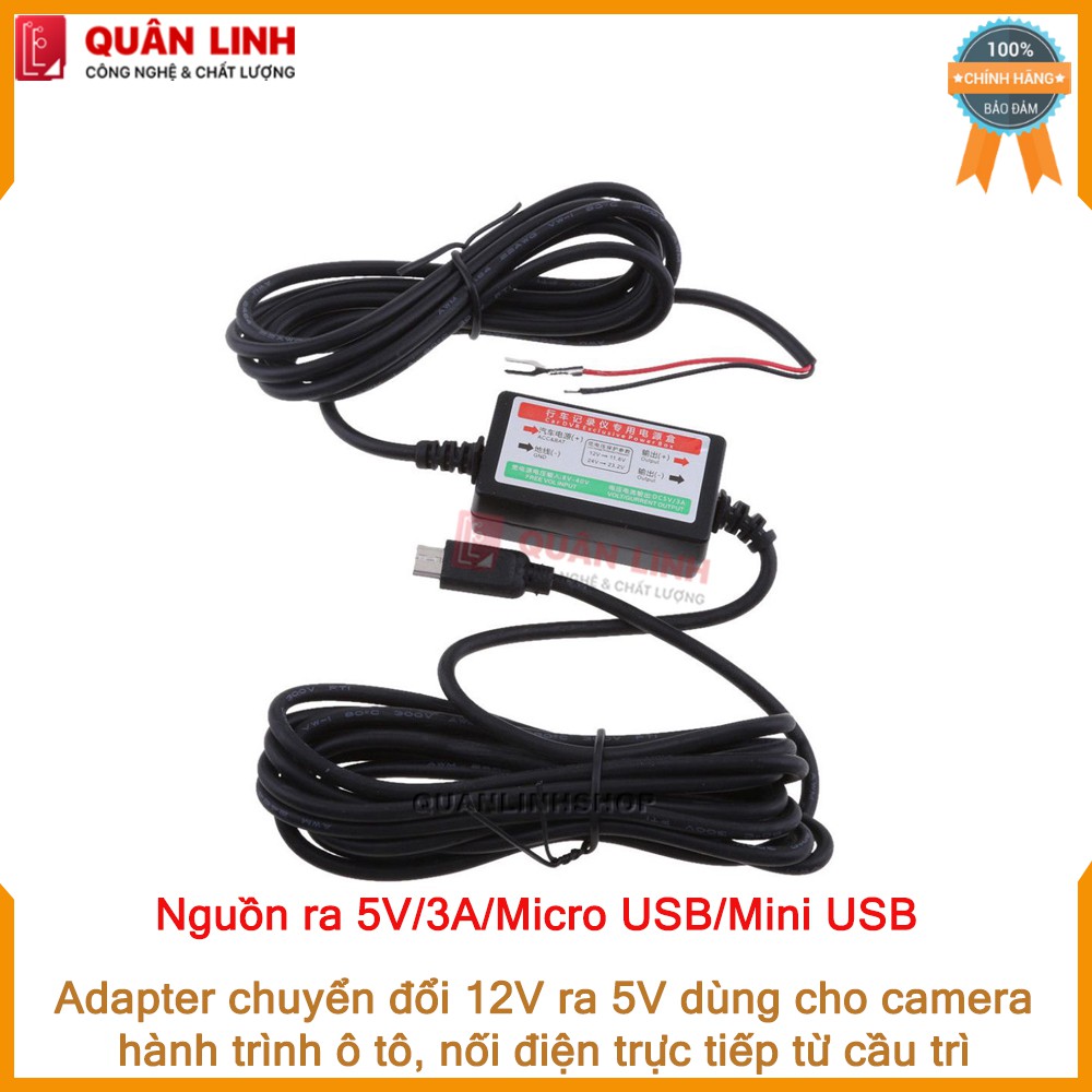 Adapter chuyển đổi điện 12V sang 5V dùng cho camera hành trình đấu điện từ cầu chì ô tô