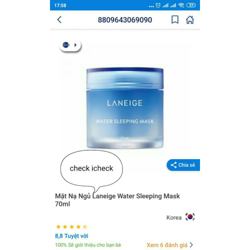(💥MẪU MỚI NHẤT 2020 - DATE 2023 💥) Mặt nạ ngủ dưỡng ẩm Laneige Water Sleeping Mask 70ml | BigBuy360 - bigbuy360.vn