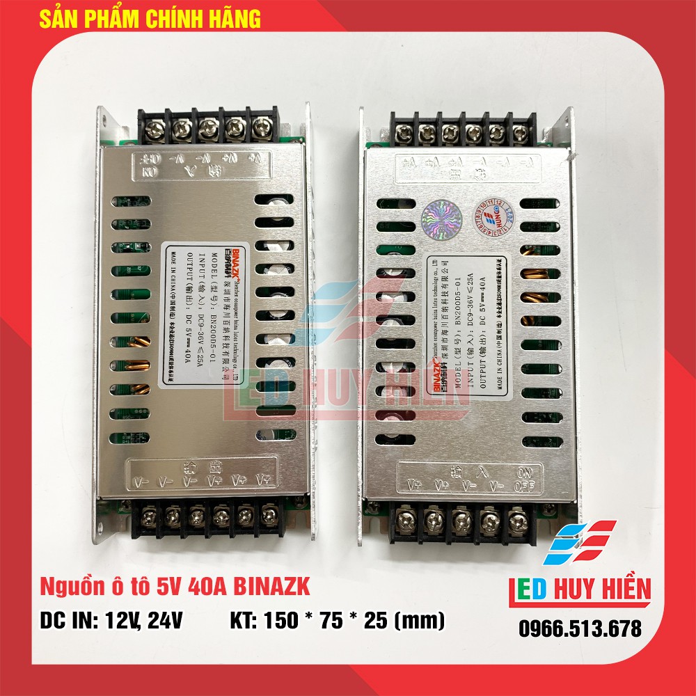 mạch nguồn hạ áp 5v 40A (200W) BINAZK chuyên ô tô (Nguồn 5V40A BINAZK dùng cho module led, Led)