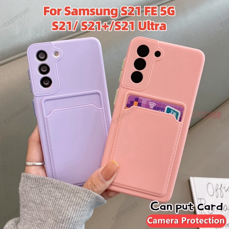Ốp Điện Thoại Silicone Mềm Dạng Ví Đựng Thẻ Chống Sốc Cho Samsung Galazy S21FE 5G S 21 S21 Plus FE Ultra 4G 5G