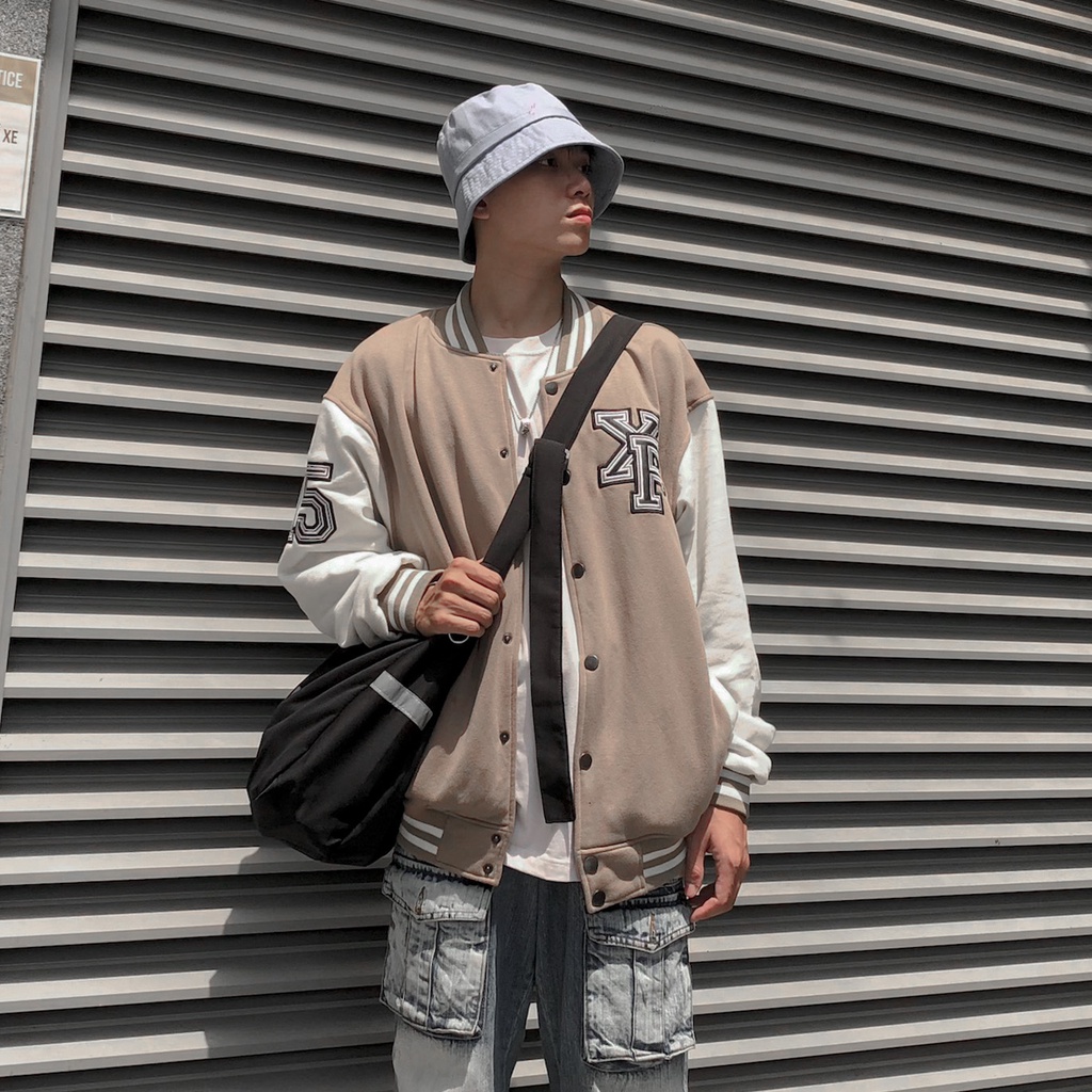Áo Khoác Nỉ chữ thêu Nam Nữ Bóng Chày Bomber Varsity Form Rộng Nhiều Màu Đẹp Cao Cấp 2 Lớp By XFIRE VAR-ESSNI