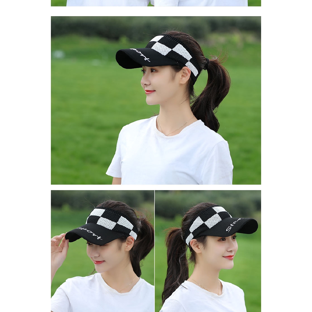 Summer New Arrival Summer Fashion Plaid Sun Protection Half Caps For Women