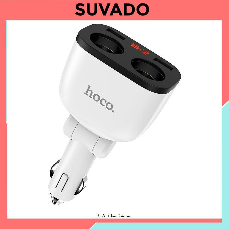 Bộ Chia Tẩu Sạc HOCO Z28 kèm 2 Cổng USB màn hình LED Hiển Thị Dòng Điện