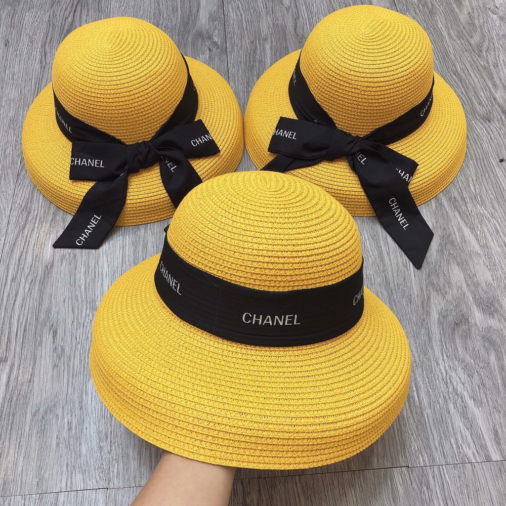 [Siêu Đẹp] Mũ Cói Đi Biển Nơ Chanel - Hàng Loại !