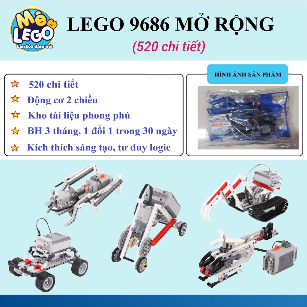 Bộ đồ chơi xếp hình Lego Technic 9686 mở rộng (520 linh kiện - 19 mô hình)