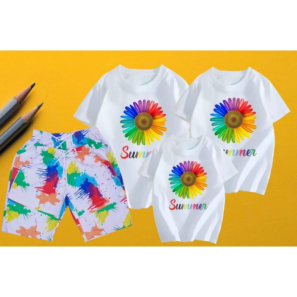 Áo thun in SUMMER HOA  Đồng phục gia đình 3/4/5 người, áo nhóm giá rẻ thun cotton mát mịn, không xù lông