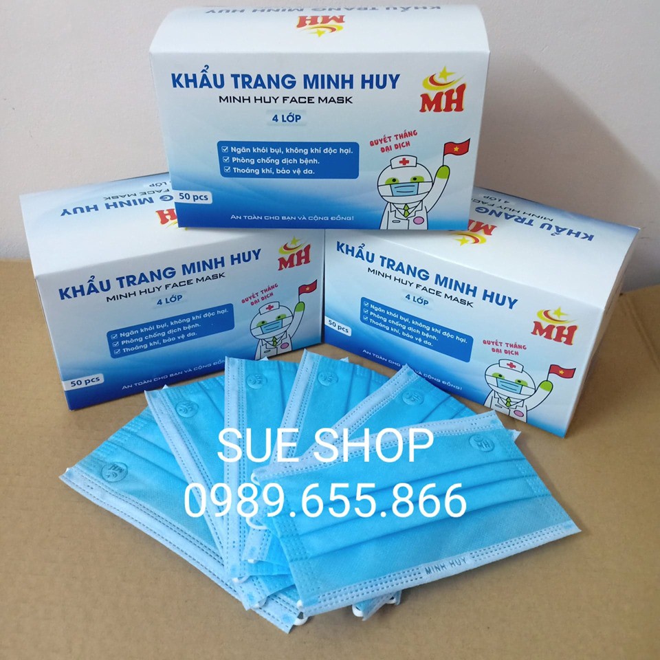 Hộp 50 cái khẩu trang y tế Minh Huy chuẩn hãng