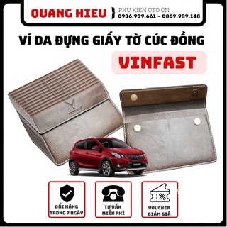 Ví da đựng giấy tờ xe ô tô Vinfast Fadil, LUX A, SA (cúc đồng hịn)