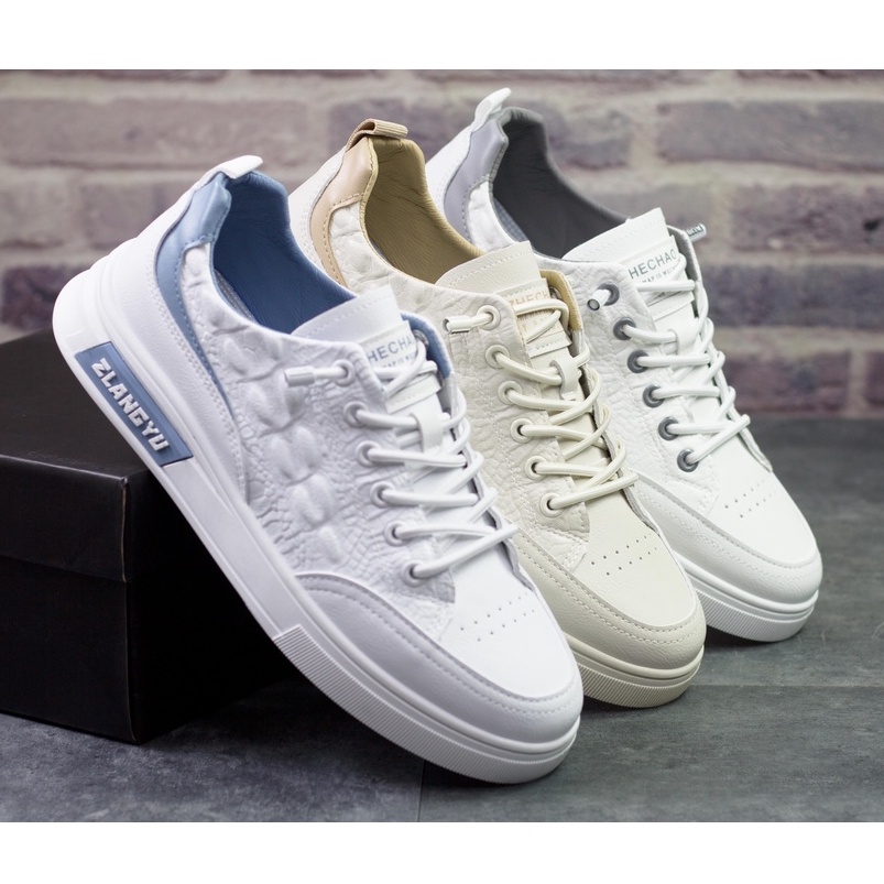 Giày da trơn nam cao cấp Zhechao đế bằng, Sneaker nam kiểu dáng basic, hiện đại, đi học, đi làm