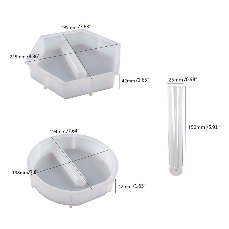 Khuôn Nhựa Epoxy Hình Lục Giác / Tròn / Lục Giác Làm Chậu Hoa Thủ Công Có Thể Tái Sử Dụng