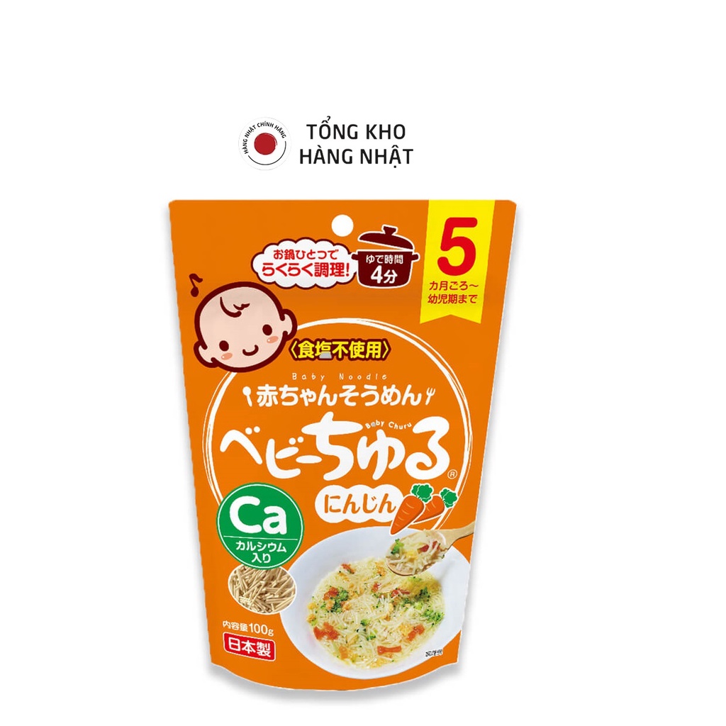 Mì soumen tách muối bổ sung canxi Baby Churu Meiwa vị cà rốt Nhật Bản