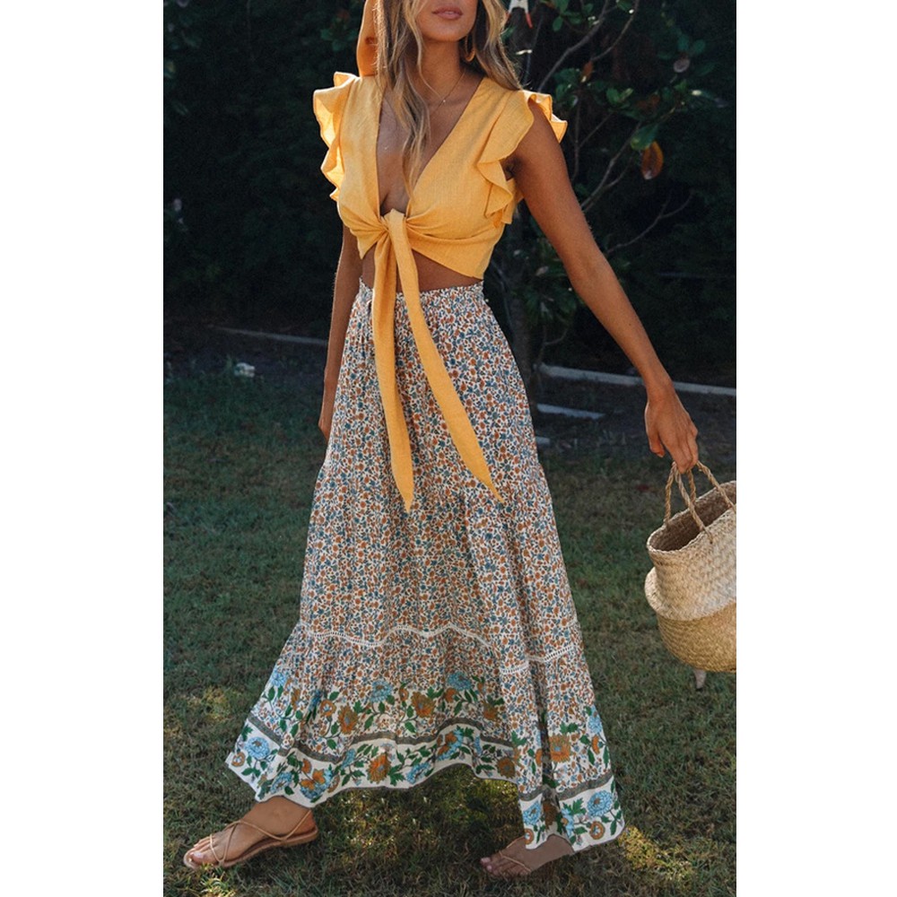Chân váy thổ cẩm boho dáng dài