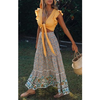 Chân váy thổ cẩm boho dáng dài