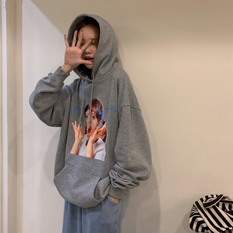 áo hoodie mũ trùm Ulzzang dáng rộng tay dài thời trang Hàn Quốc cho nữ