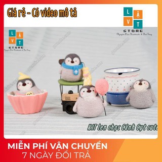 Bộ len chọc Cánh Cụt Cute 4 bé - Needle fetling Litle penguin - Chọc len cơ bản làm quà tặng