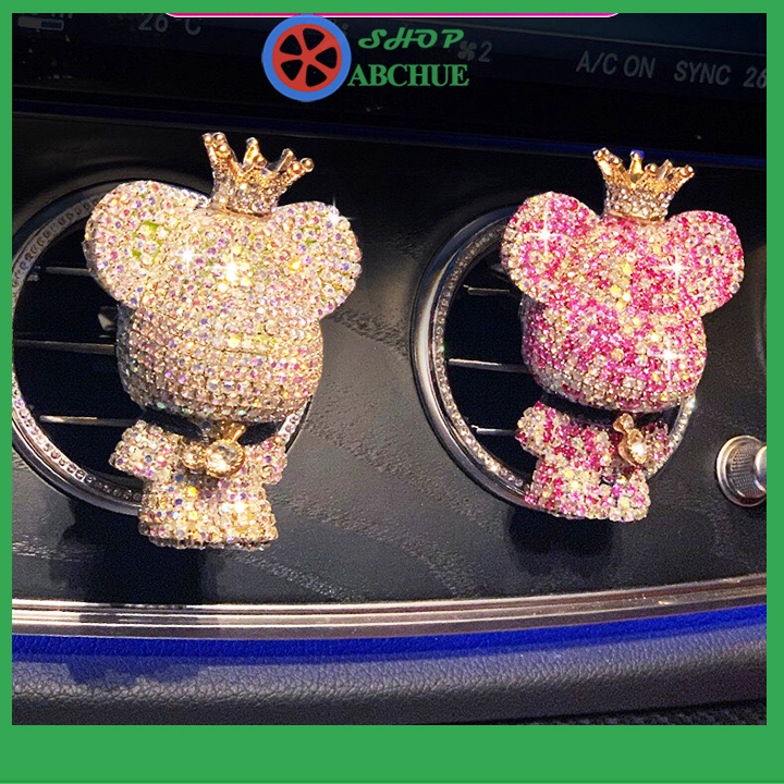 Sáp thơm xe hơi gắn cửa gió điều hòa hình Gấu đính đá siêu sang