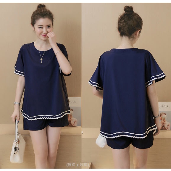 Bộ bầu lửng, đùi tay cộc chất mềm mát  - Đồ quần áo ngủ mặc nhà thời trang đẹp cao cấp cho mẹ bầu mùa hè giá rẻ Bigsize