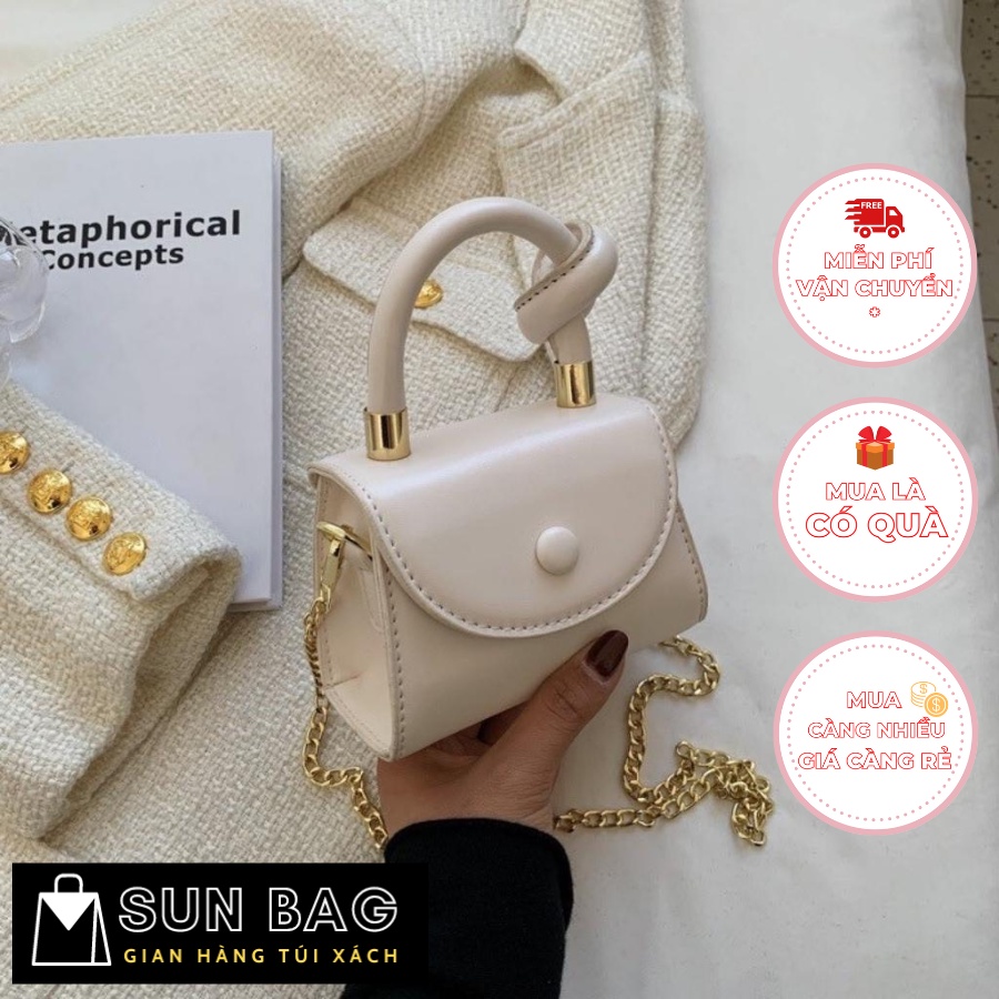 Túi xách Mini nữ đeo chéo, túi đi chơi, đi học SunBags, da đẹp cao cấp size 13cm SB261