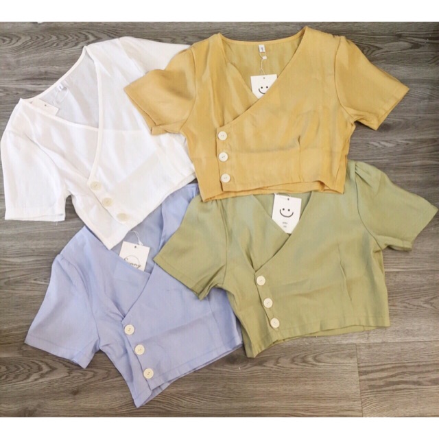 Áo cộc thô cúc lệch hàng Quảng châu