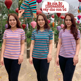 Áo phông cho con bú, áo thun có khóa cho con ti chất cotton 100% mềm mát, sẵn đủ size
