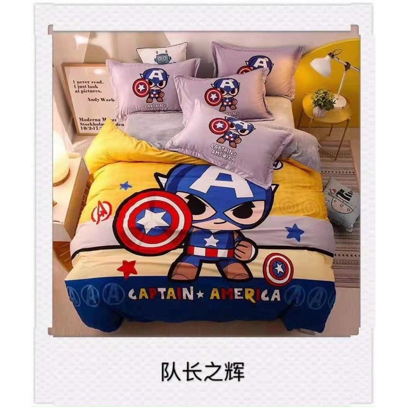 bộ chăn ga cotton disney hoạt hình bé trai marvel