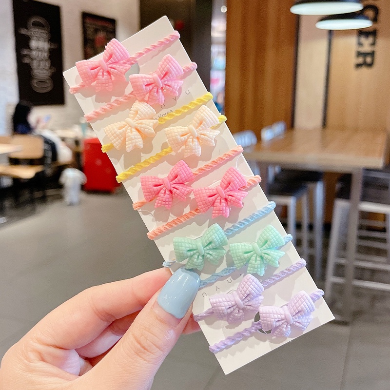 Set 10 dây buộc tóc họa tiết hoạt hình phong cách Hàn Quốc dễ thương cho bé gái