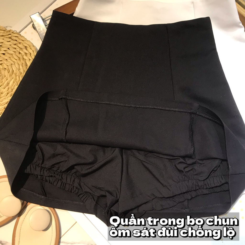 Chân Váy Nữ Chữ A Xòe Thêu Con Ong Cạp Lưng Cao Chất Kaki Dáng Phồng Phong Cách GomTrend