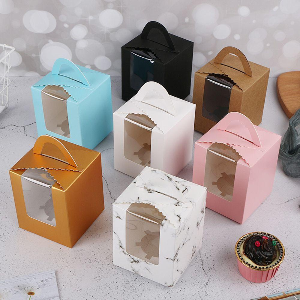 YIYU 1 Hộp Đựng Bánh Cupcake Có Cửa Sổ Trong Suốt 10 Cái Cho Trang Trí