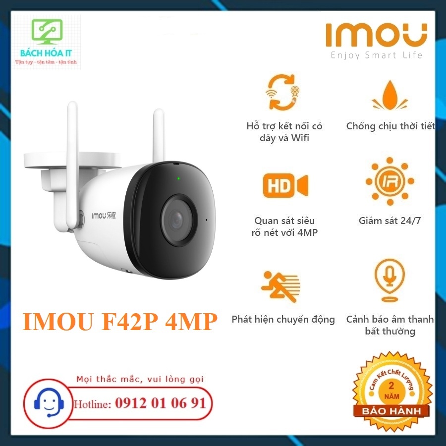 Camera IP WiFi 4M Ngoài Trời IMOU F42P/F46FP( Full Color) Full HD, 2K QHD Chính Hãng Dahua BH 24 tháng