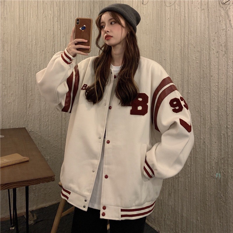 Áo khoác nỉ thu đông LB 93 phom rộng unisex/ Áo bomber cúc bấm in họa tiết trẻ trung năng động_xuongmaythuhien | BigBuy360 - bigbuy360.vn