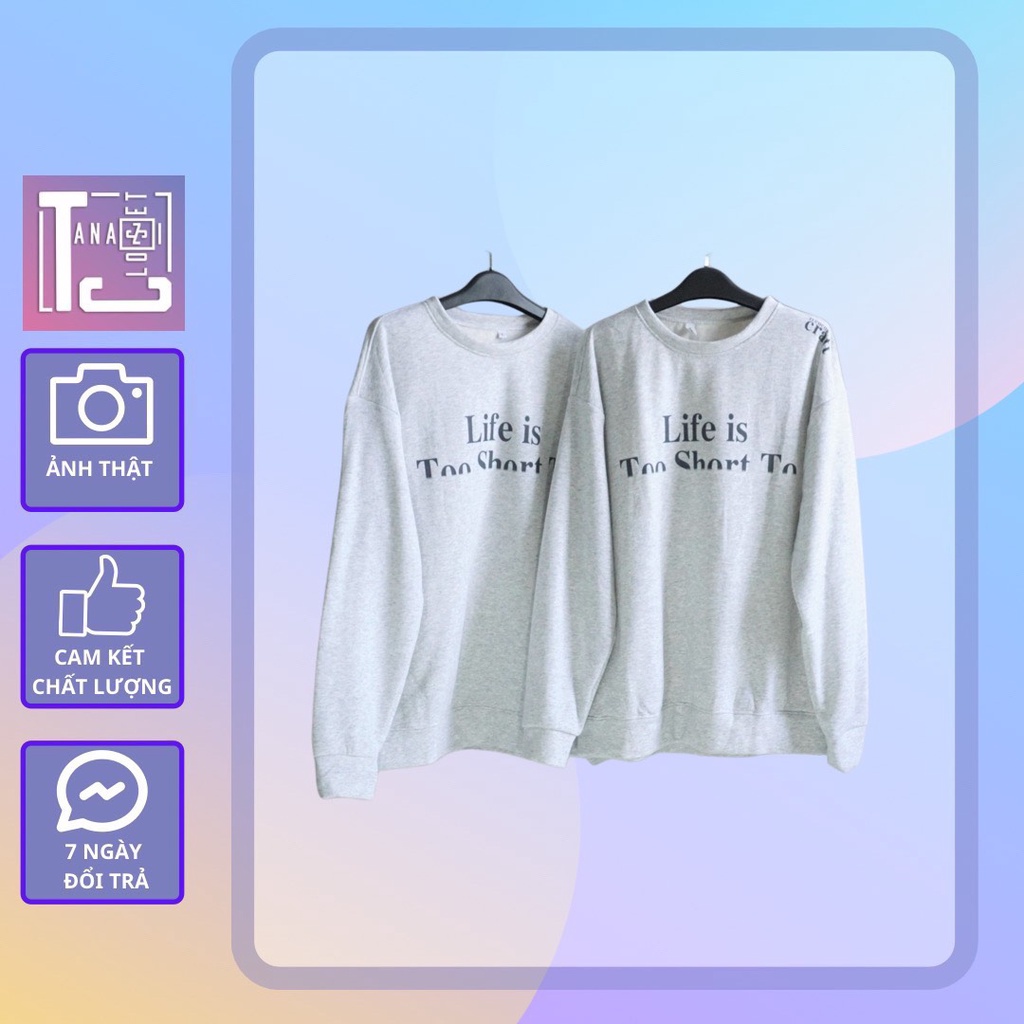 [sẵn]Áo sweater tay dài in chữ Life (ảnh thật tại shop) Tanazi closet
