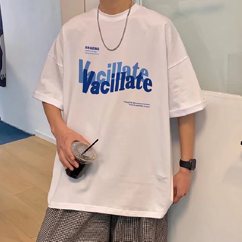 Áo Thun Dáng Rộng In Chữ Phong Cách Hip Hop Hàn Quốc Thời Trang Mùa Hè Cho Nam Và Nữ size M-8XL