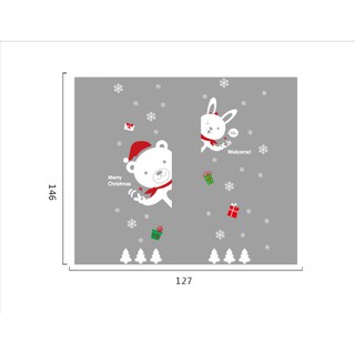 Decal dán tường Noel - Thú Cưng Trắng chào lễ
