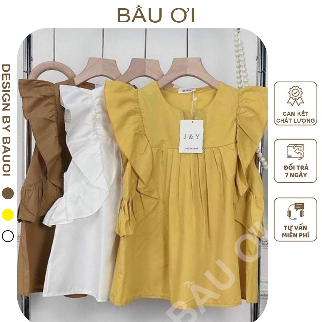 [FREE SHIP A02] ÁO BẦU XẾP LY TAY BÈO XINH XẮN - ÁO BẦU CÔNG SỞ THỜI TRANG HÀN QUỐC