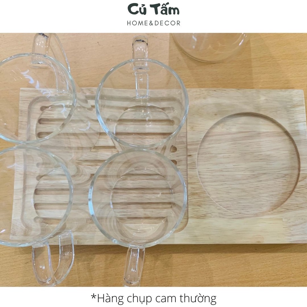 Bộ Bình nước thủy tinh nắp gỗ chịu nhiệt cao cấp - cutam.homedecor | BigBuy360 - bigbuy360.vn