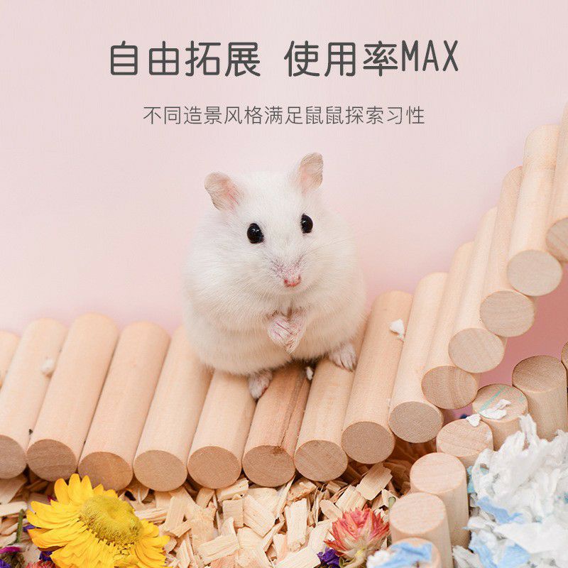 Thang gỗ uốn nhiều màu trang trí chuồng hamster