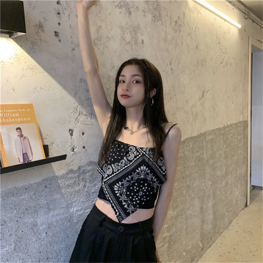 【sweet】woman Summer Creative print Pattern Silk Scarf Sexy Small Camisoles Clothing