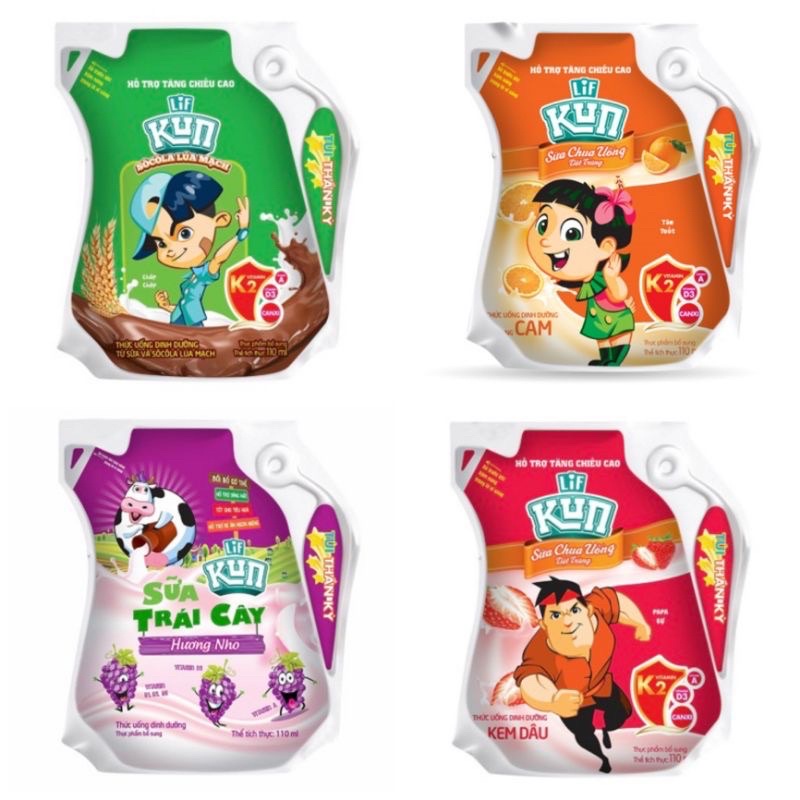 Sữa Kun trái cây dạng túi
