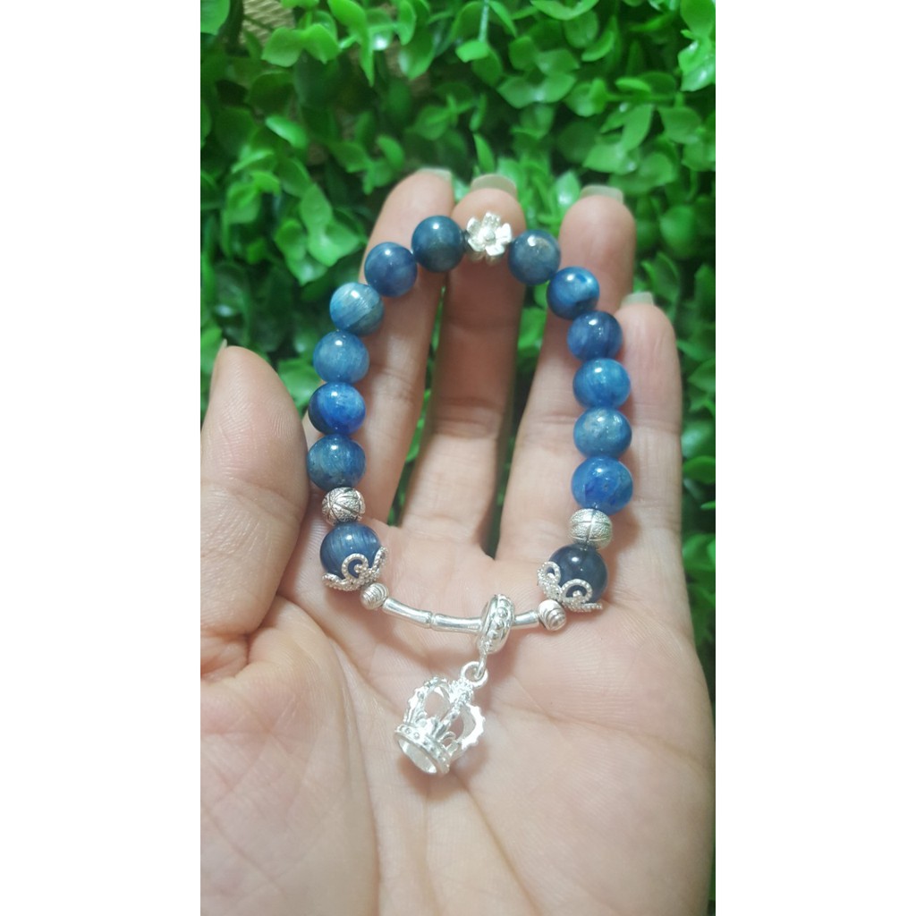 Vòng tay đá Kyanite mix charm Thái 925