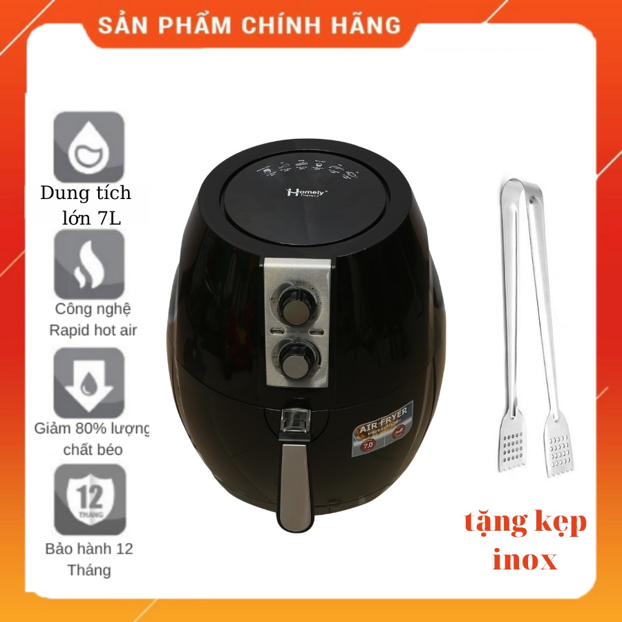 Nồi Chiên Không Dầu Dung Tích Lớn Homely - ThaiLand 7L Thiết Kế Sang Trọng - Giỏ Chiên Nướng To Tiện Dụng, BH 12 Tháng